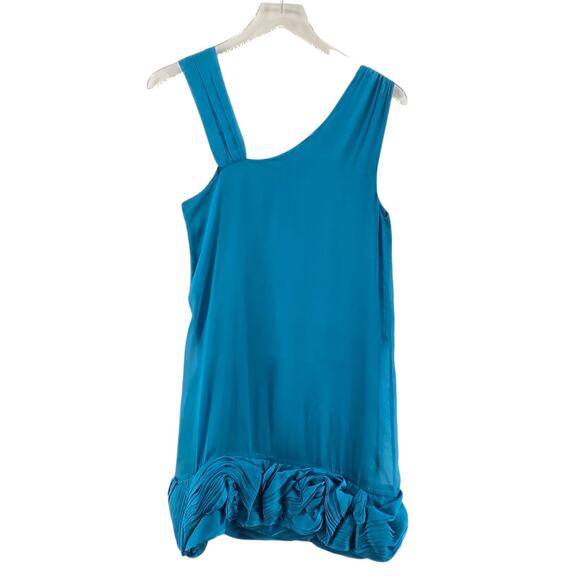 Alice + Olivia 100% Silk Mini Dress Small Turqoise Blue Party Coctail Designer - Picture 7 of 14